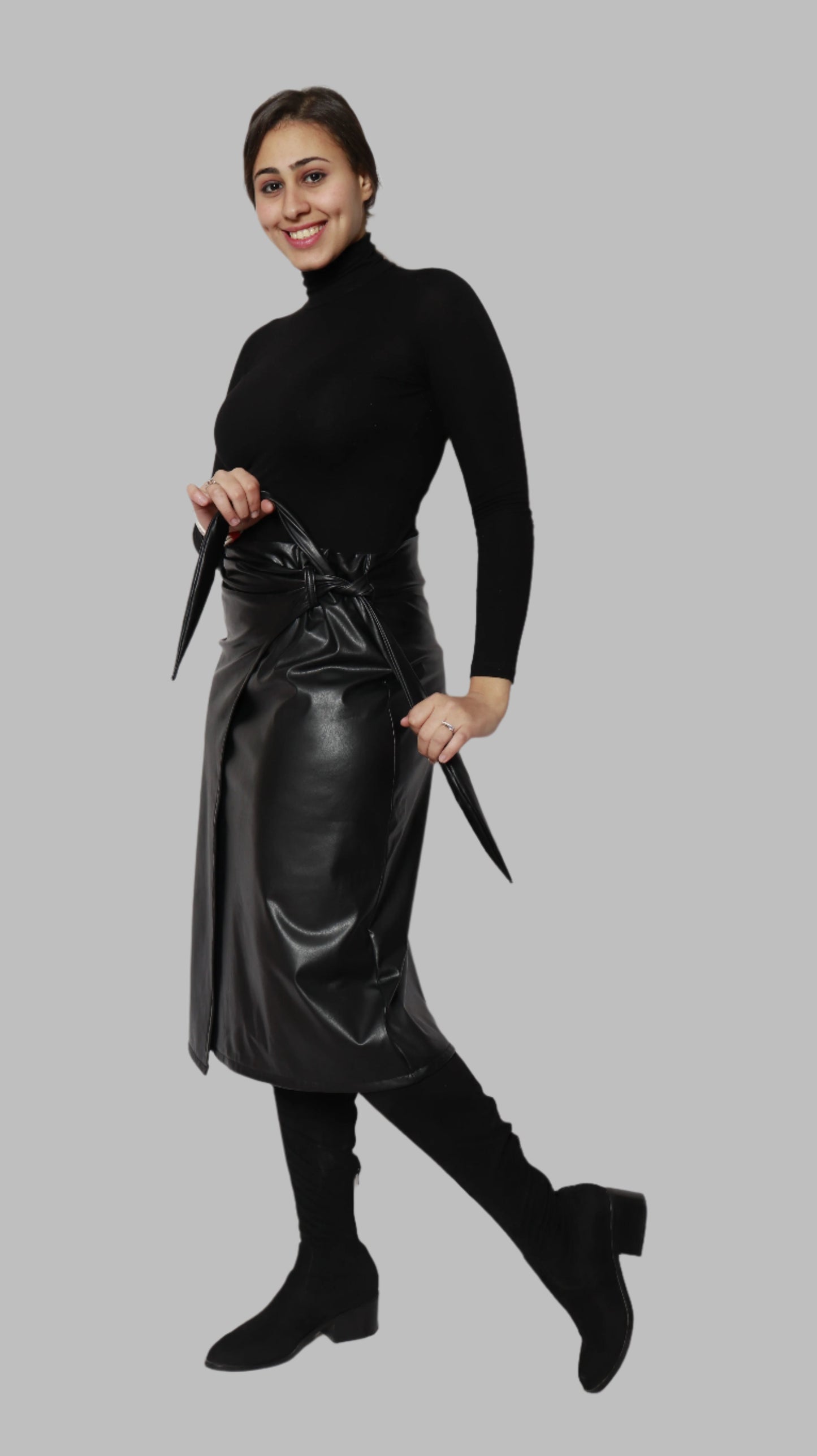 Wrap Leather Skirt