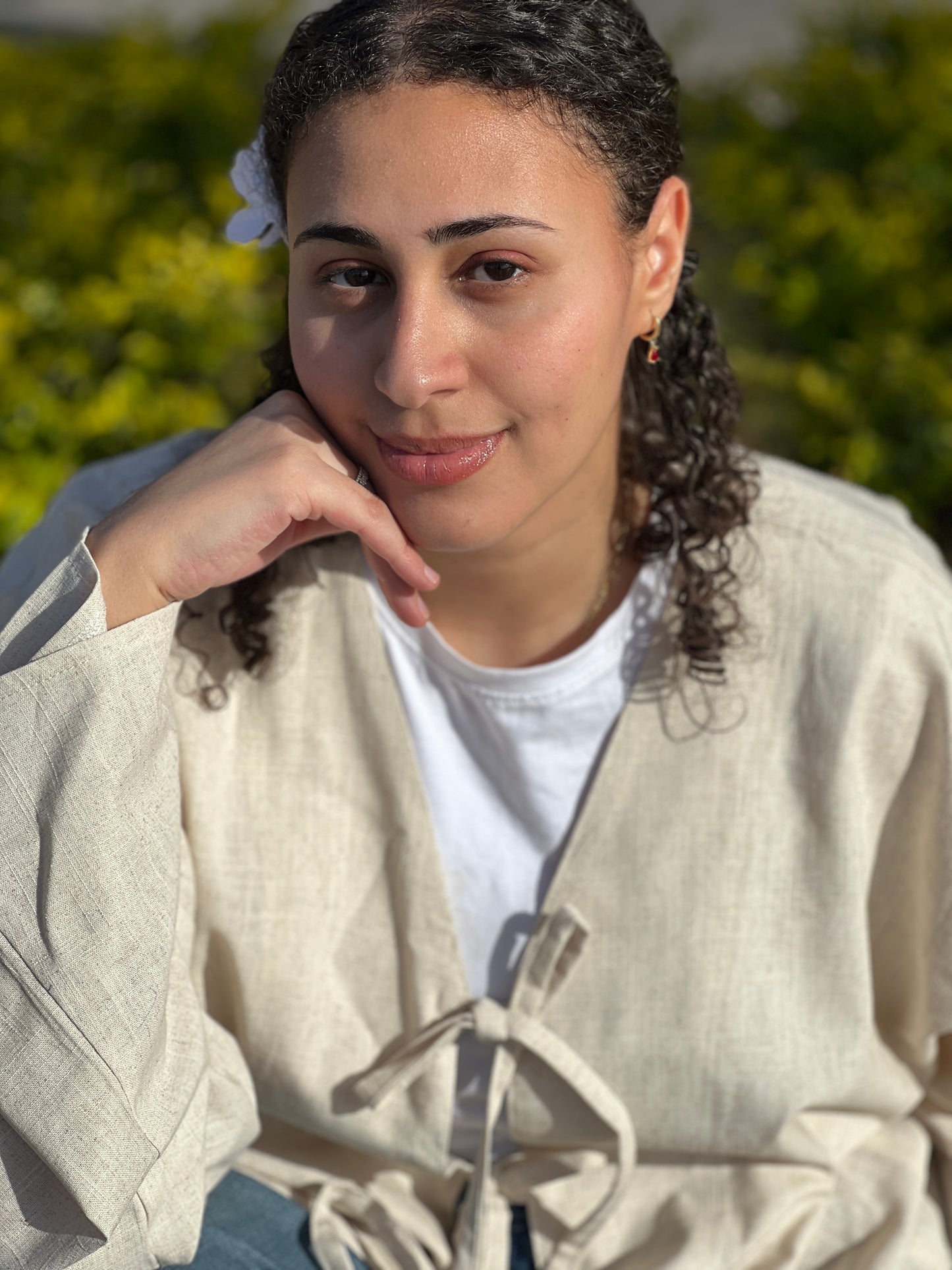 Beige tie top
