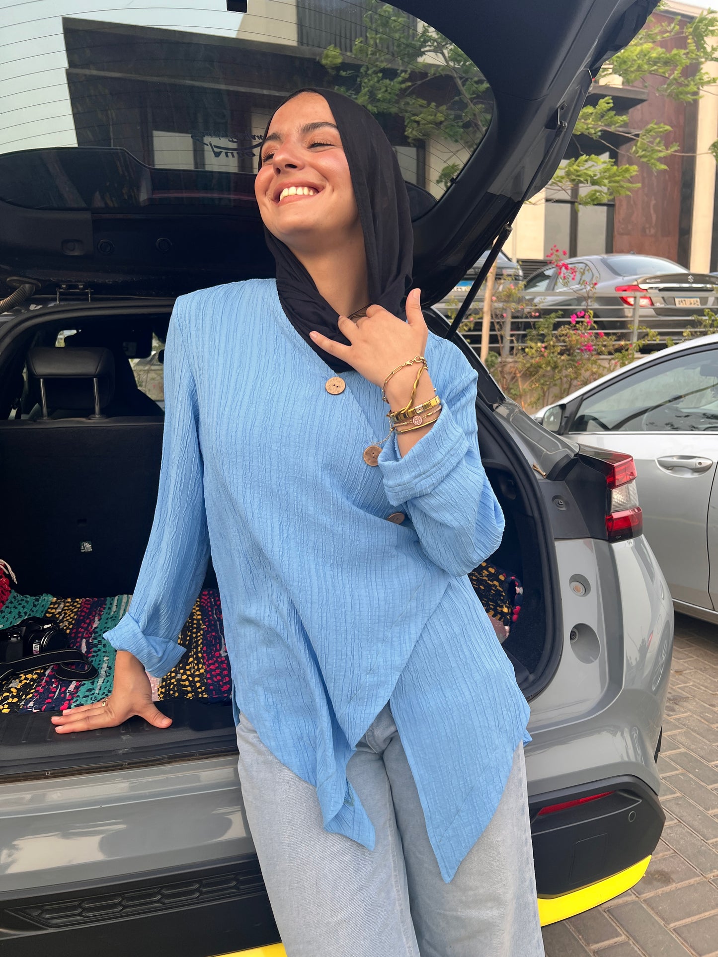 Korisha Cotton Blue Blouse