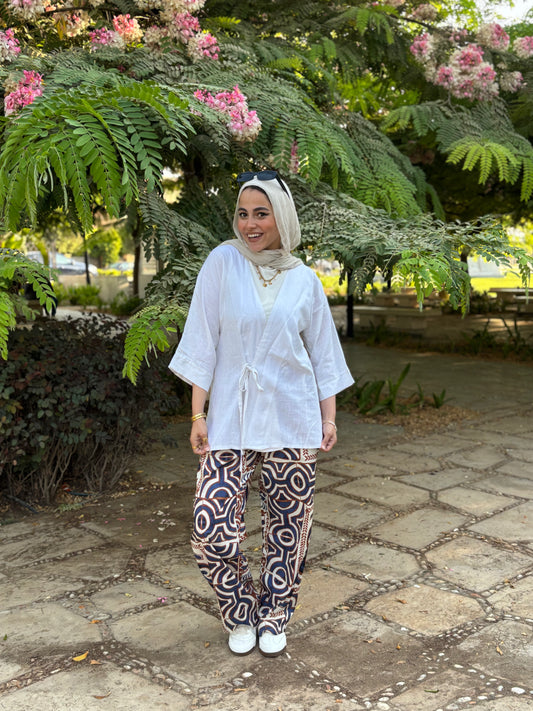 White side tie top