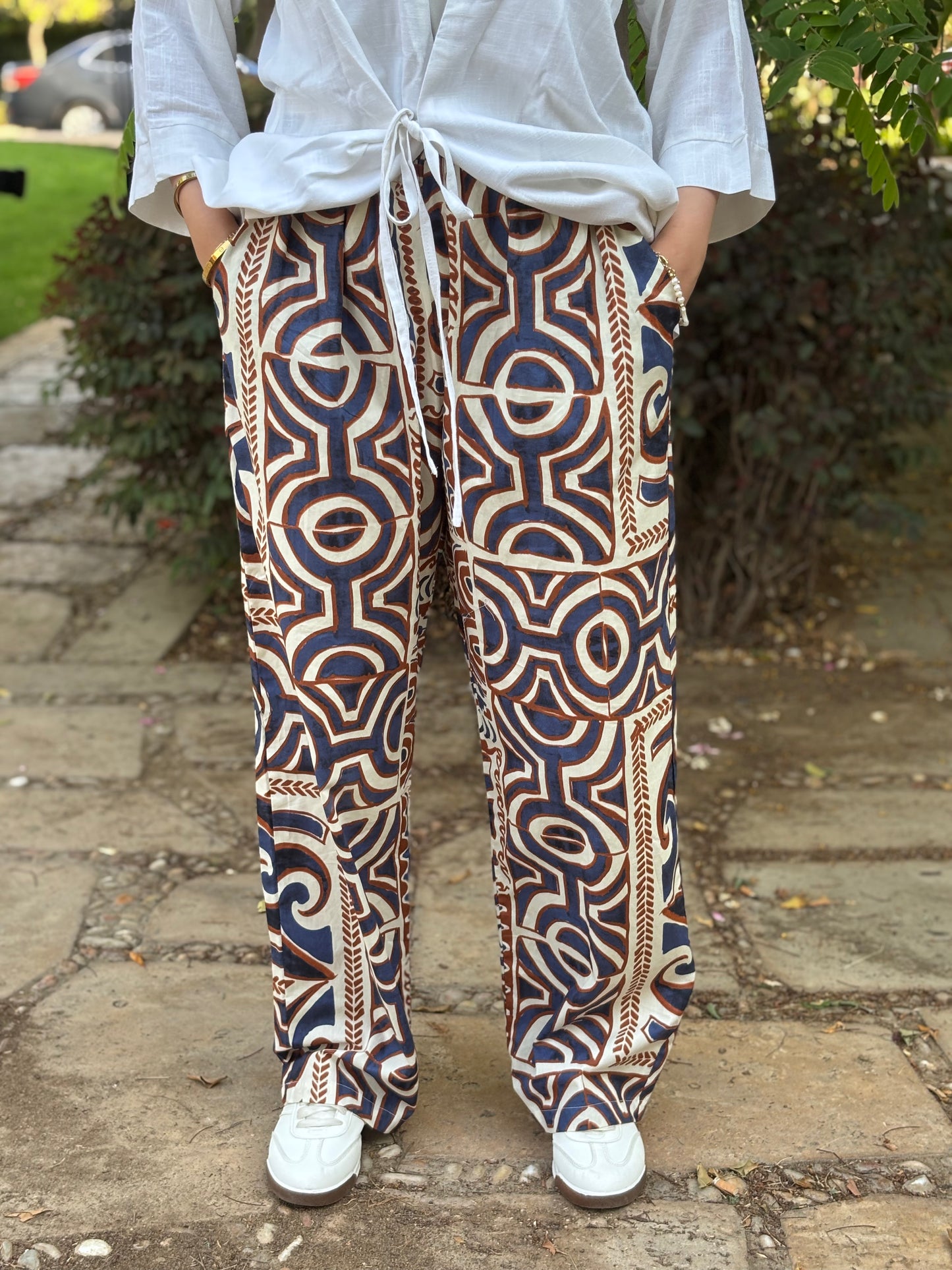 Geometric Wide leg Pants
