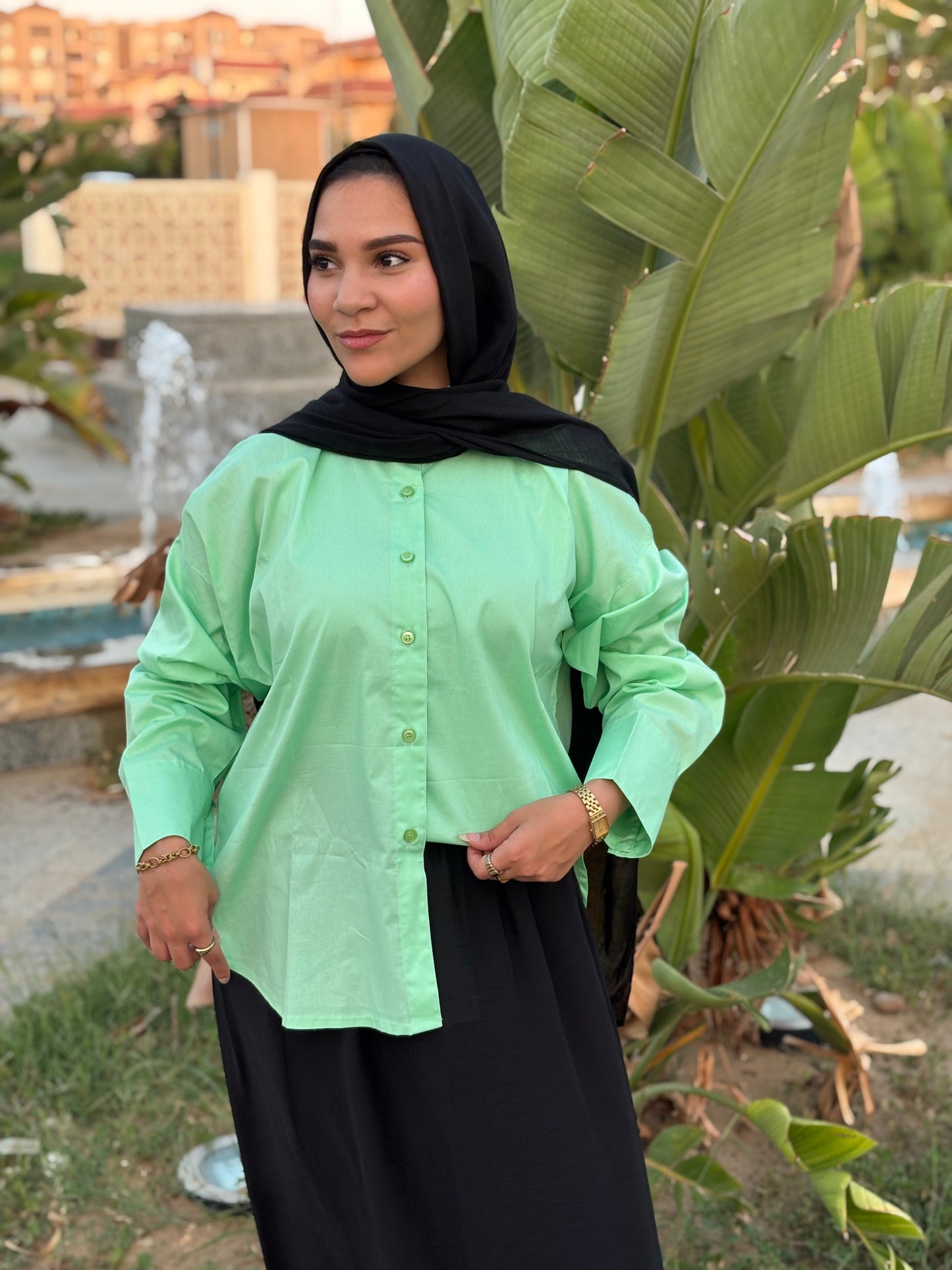Poplin Vibes Green Shirt