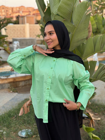 Poplin Vibes Green Shirt