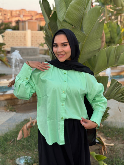 Poplin Vibes Green Shirt