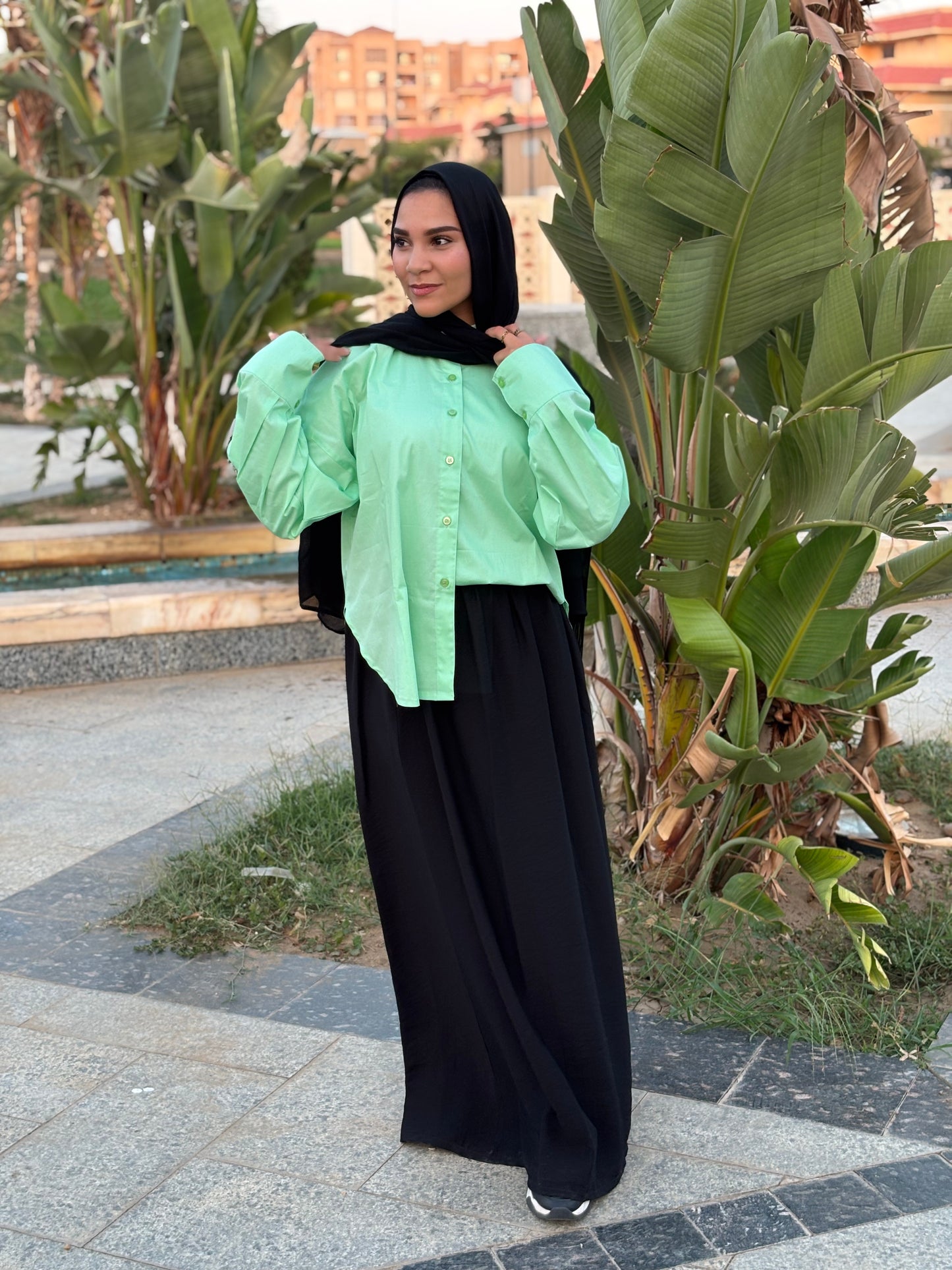 Poplin Vibes Green Shirt
