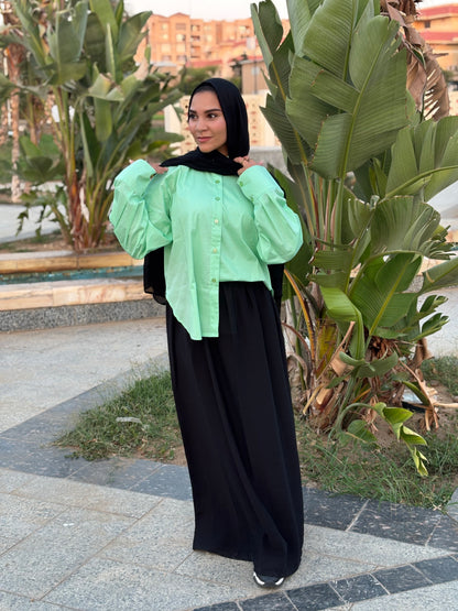 Poplin Vibes Green Shirt
