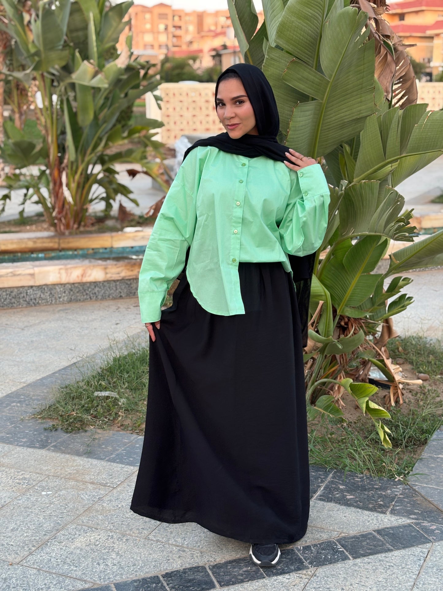 Poplin Vibes Green Shirt