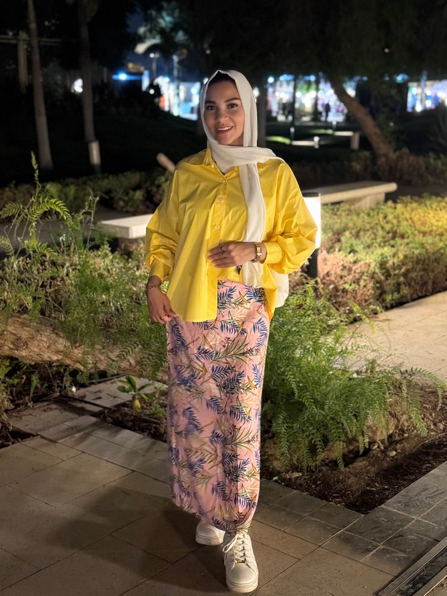 Pink Floral Satin Skirt