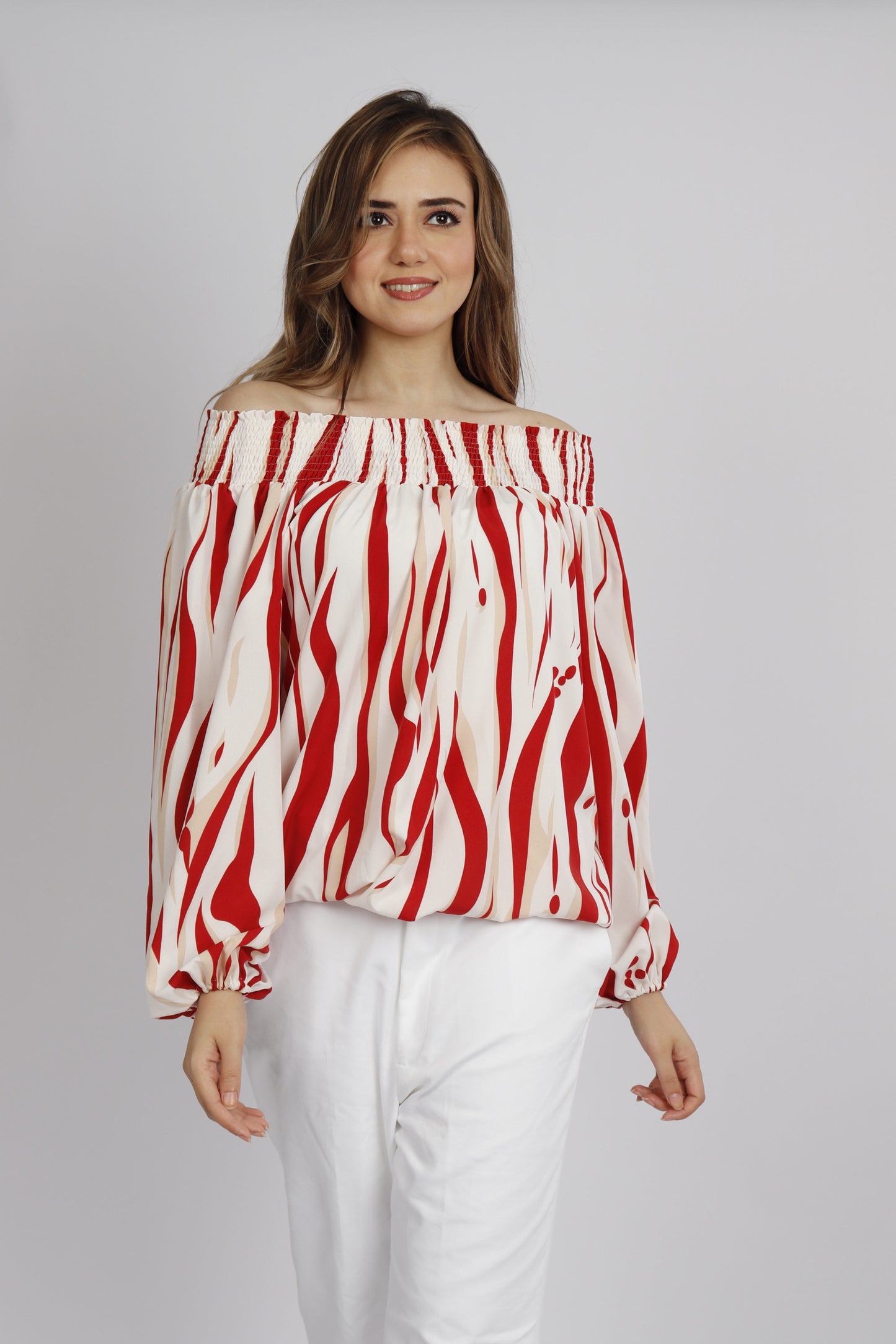 Off-Shoulder Red Blouse
