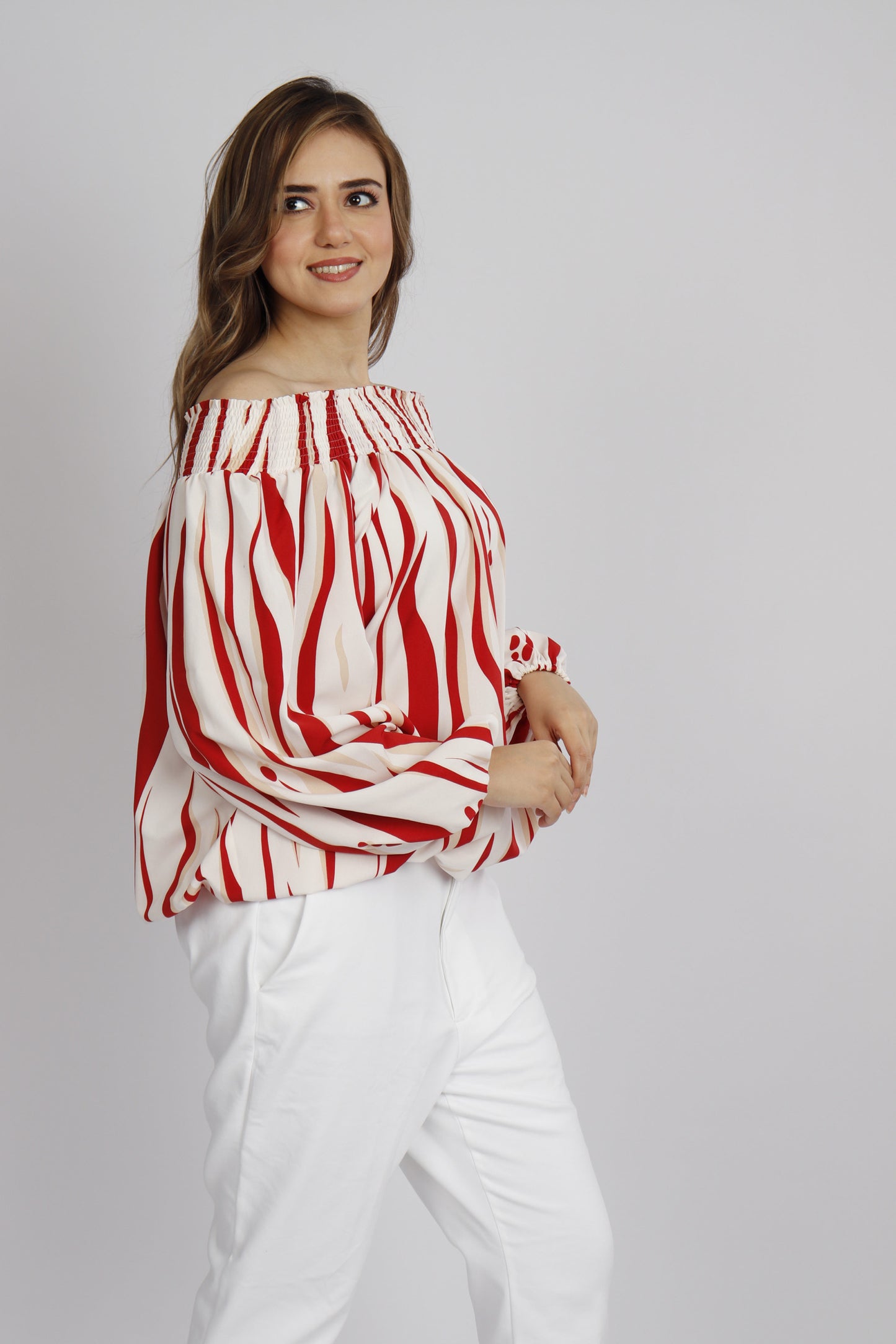 Off-Shoulder Red Blouse
