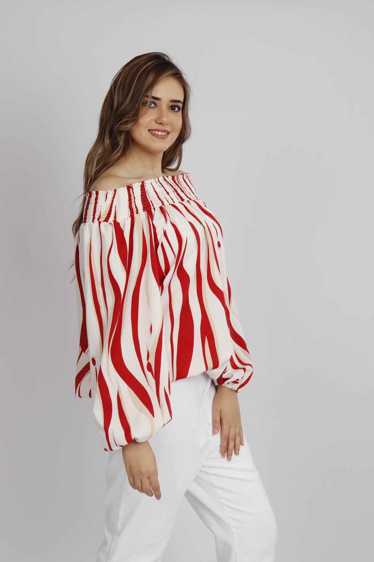 Off-Shoulder Red Blouse