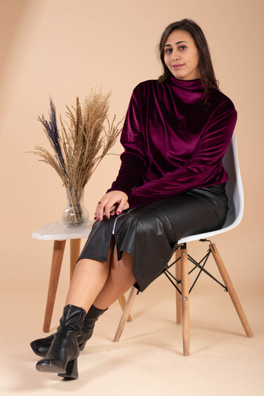 Burgundy Velvet Top