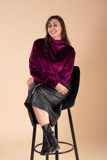 Burgundy Velvet Top