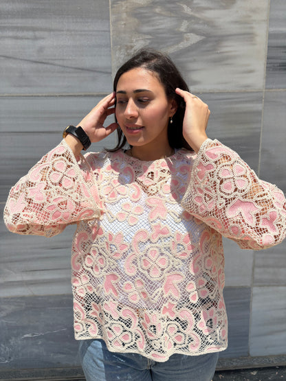 Floral bell sleeves top
