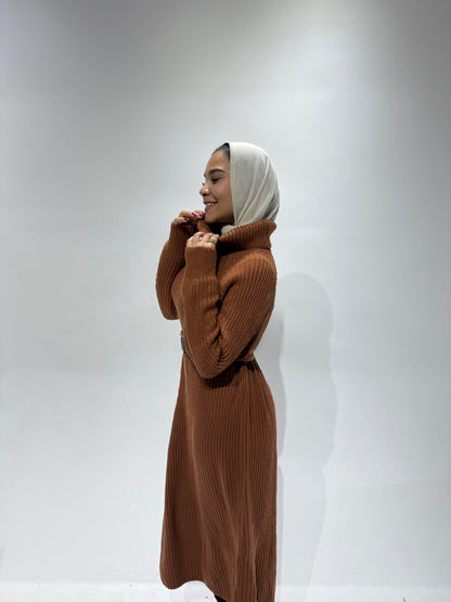 Turtle neck knitted dress