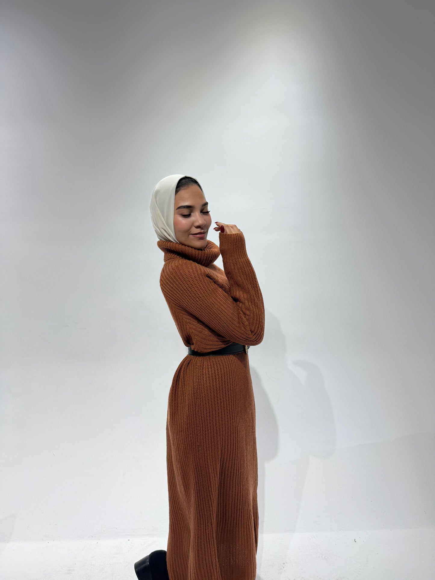 Turtle neck knitted dress