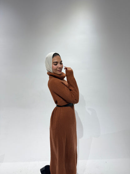 Turtle neck knitted dress