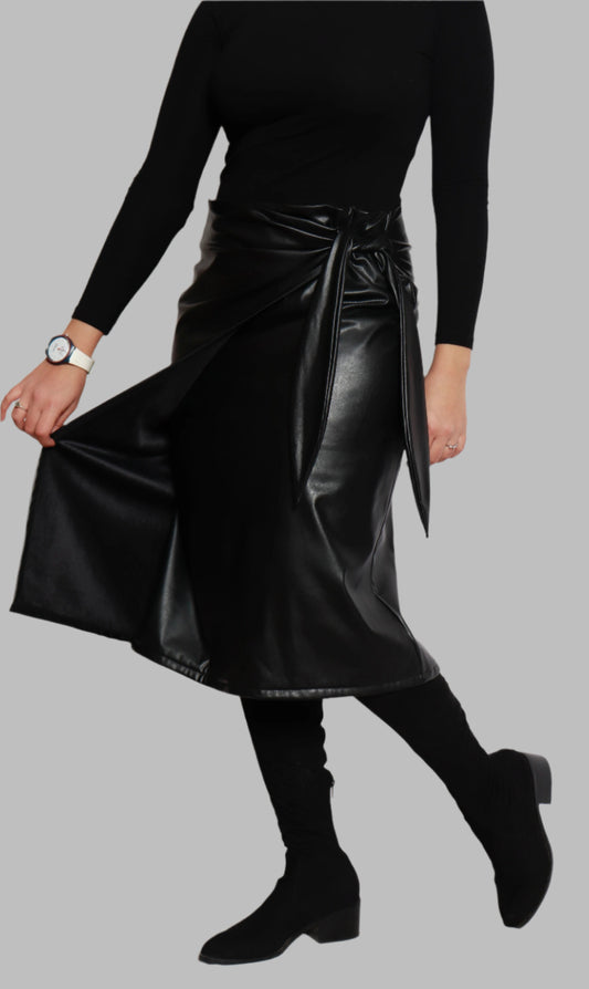 Wrap Leather Skirt