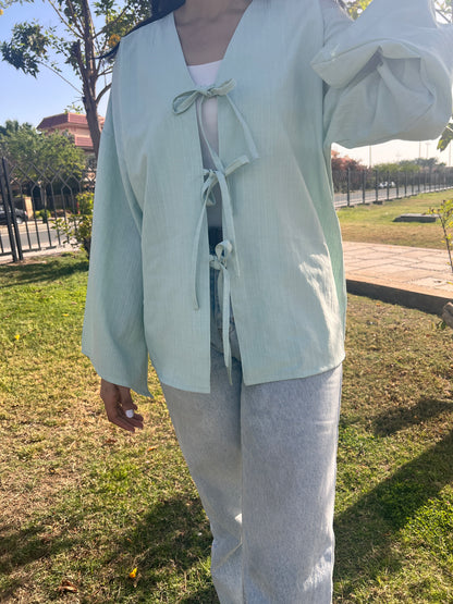 Mint green tie top