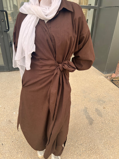 Cocoa Brown Linen Set