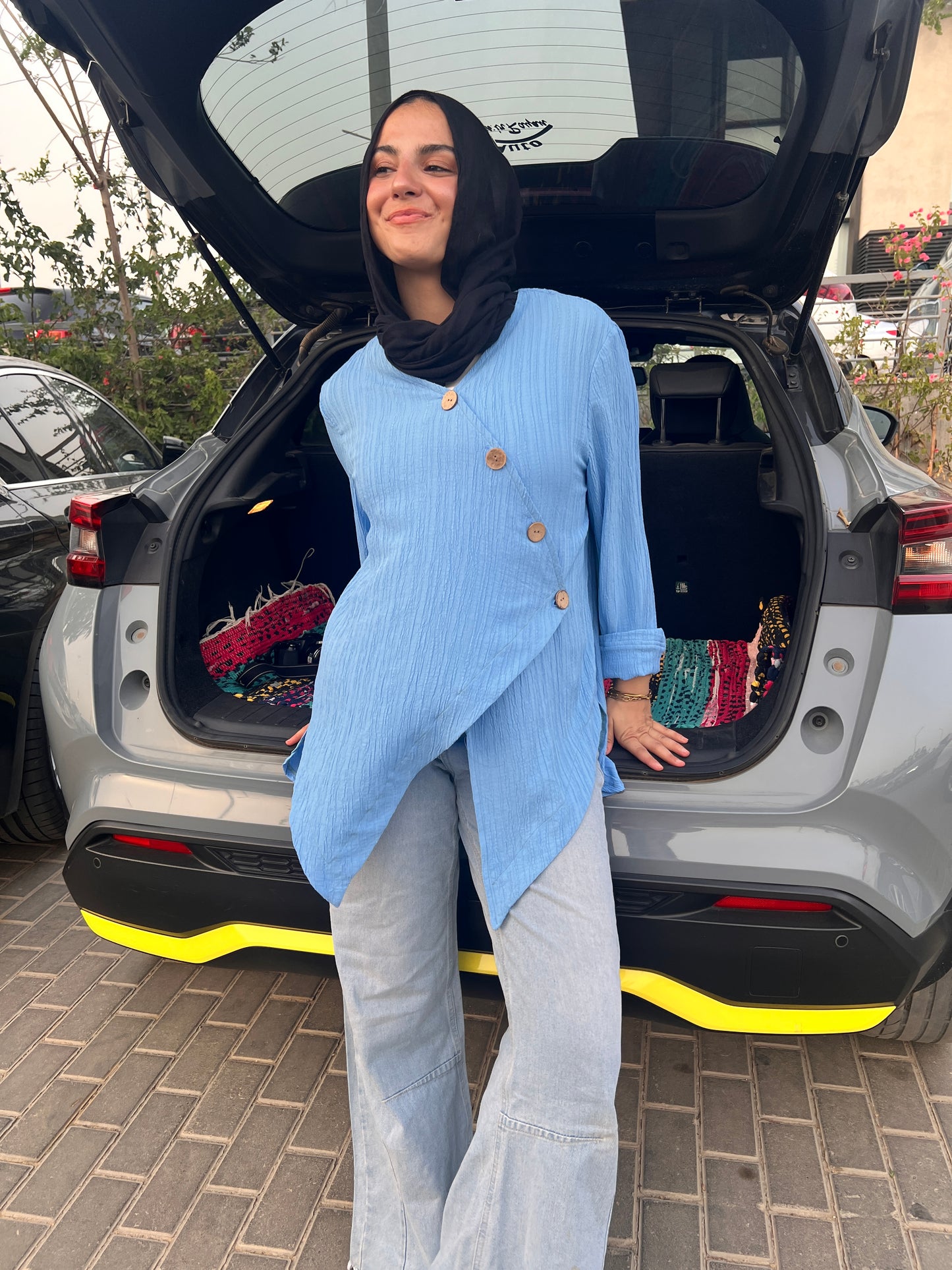 Korisha Cotton Blue Blouse