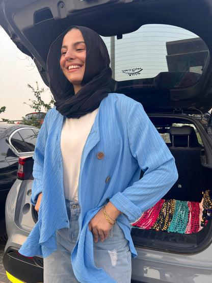 Korisha Cotton Blue Blouse