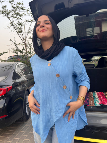Korisha Cotton Blue Blouse