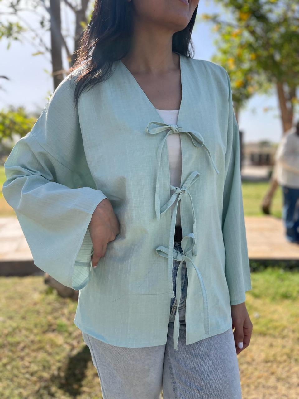Mint green tie top