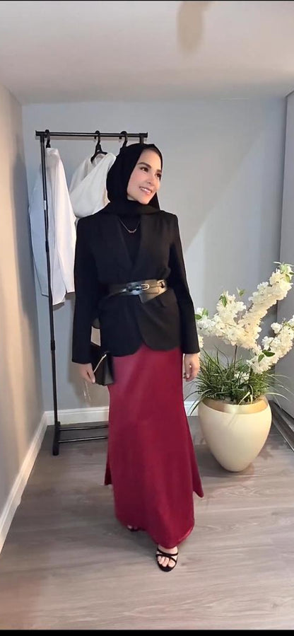 Burgundy Satin Skirt