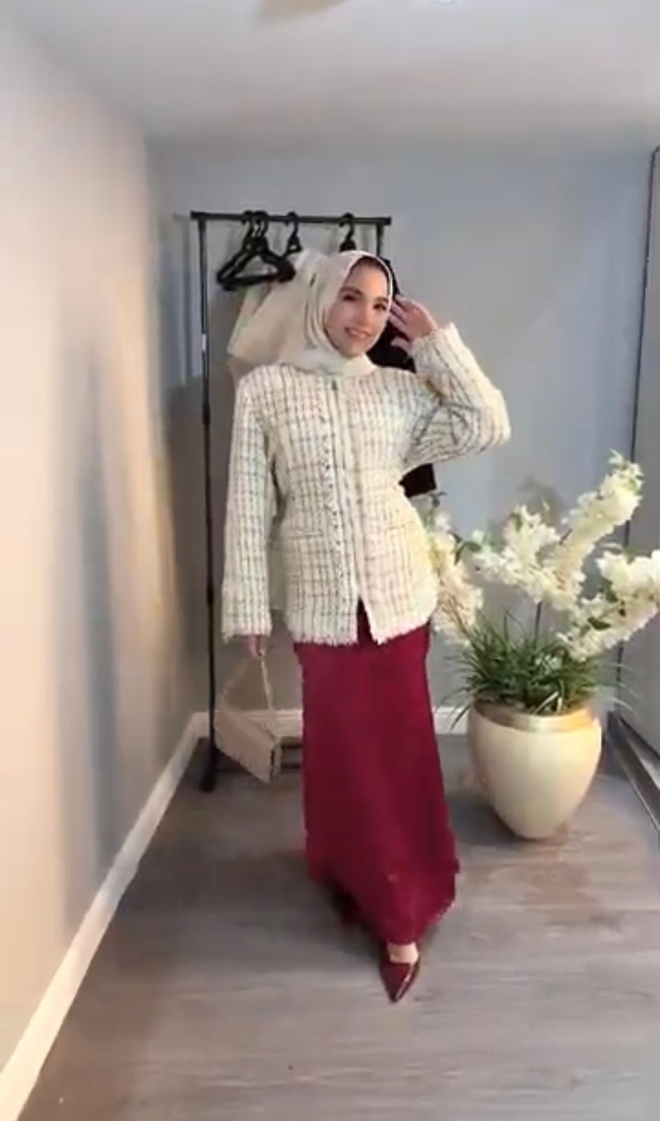 Burgundy Satin Skirt