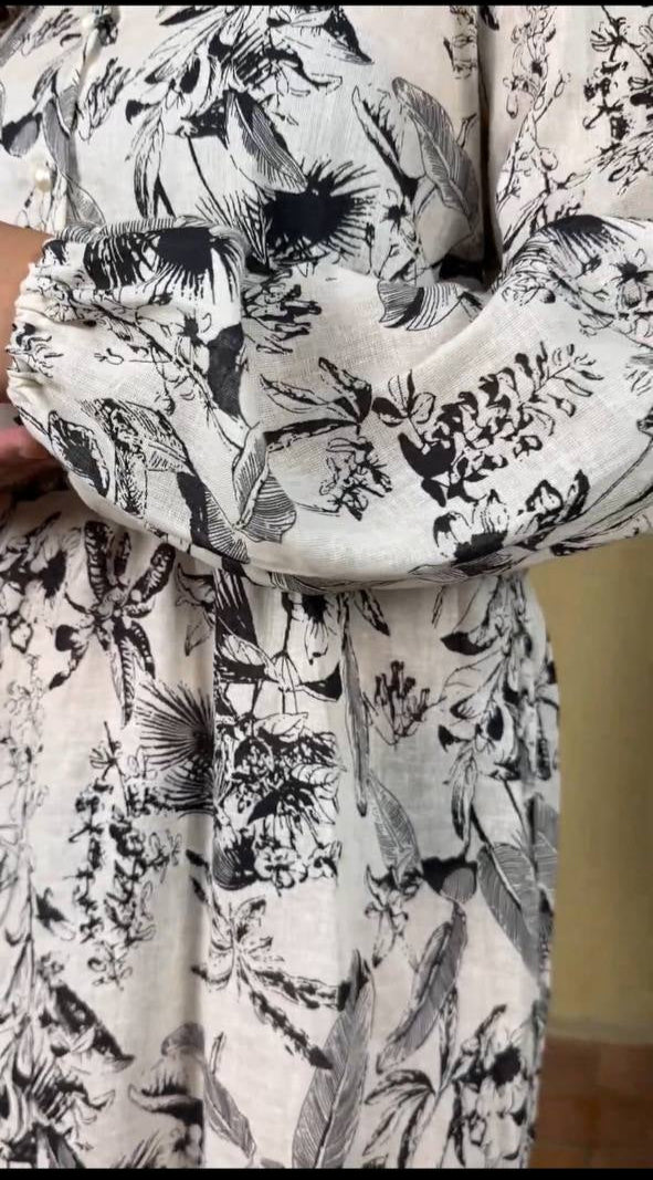 Leaves Print Summer Dress