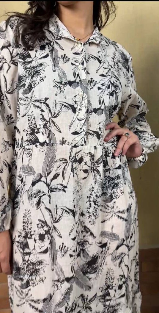 Leaves Print Summer Dress