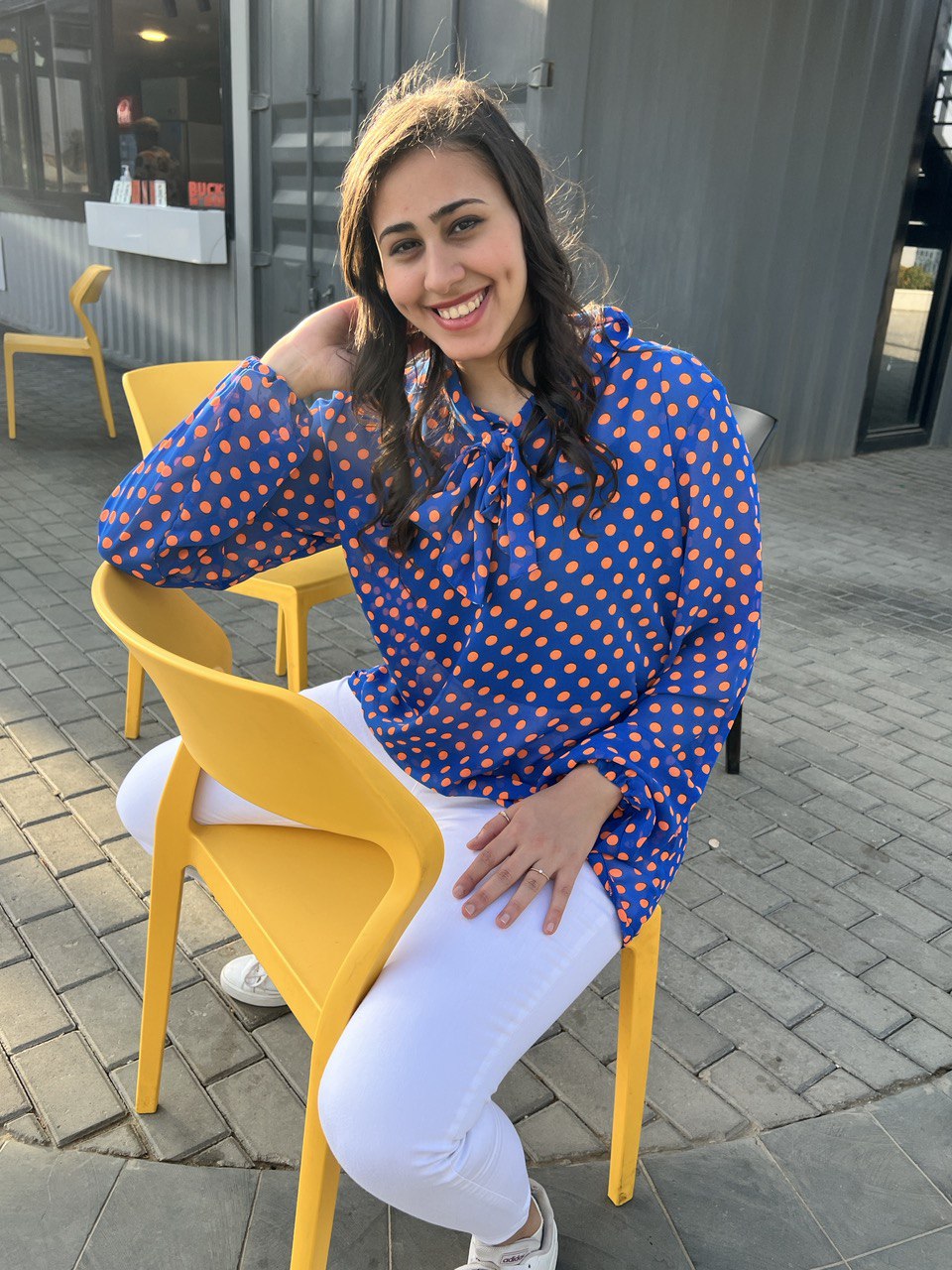 Blue & Orange Dots Blouse