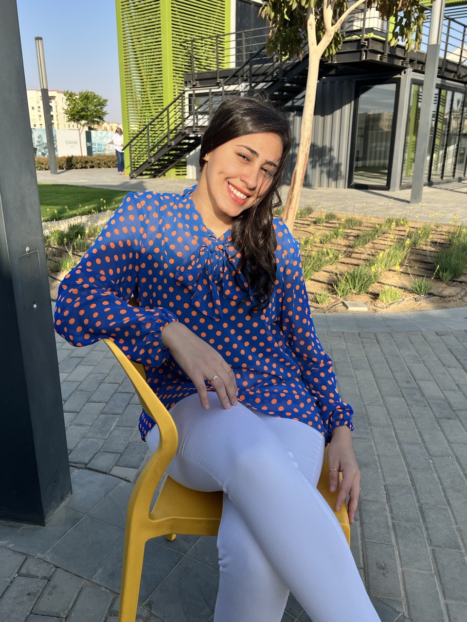 Blue & Orange Dots Blouse