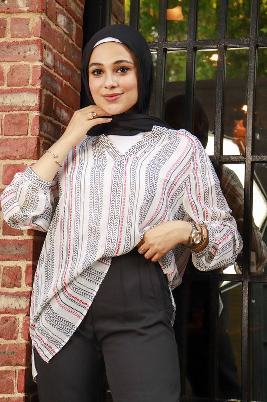 Black & Red Stripped Blouse