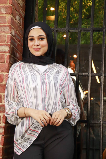 Black & Red Stripped Blouse