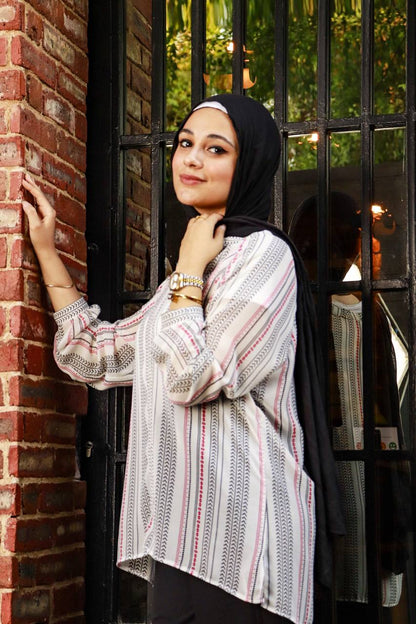 Black & Red Stripped Blouse